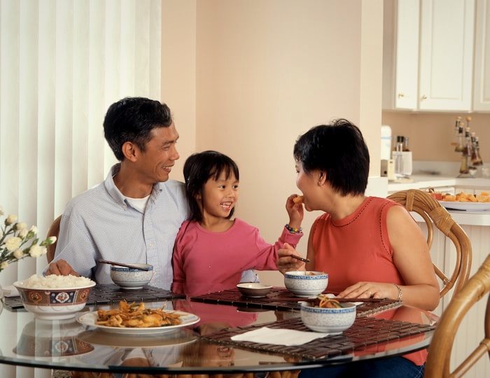 Family around the table at Mom's
